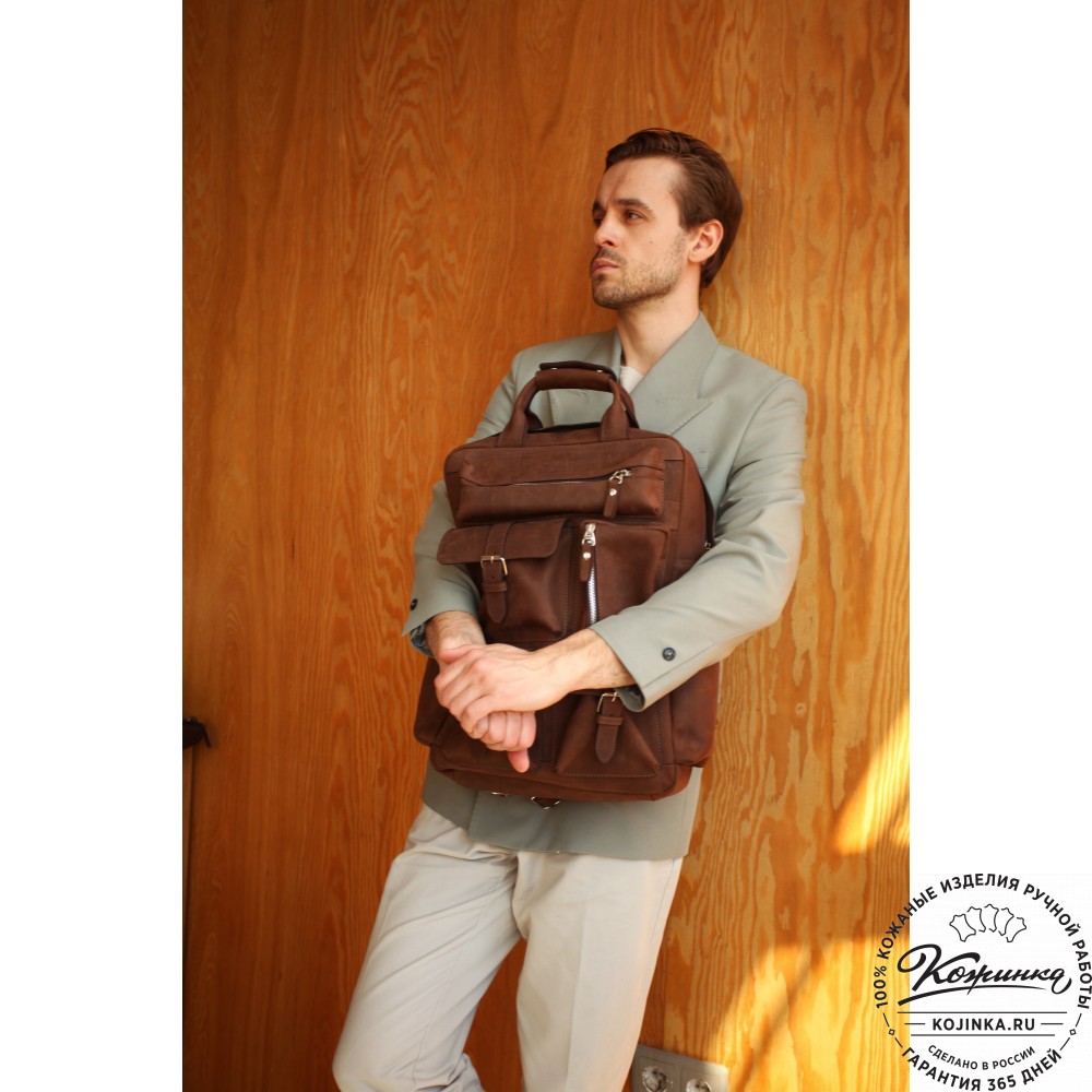 Кожаный рюкзак "Вассерман" (черный антик)